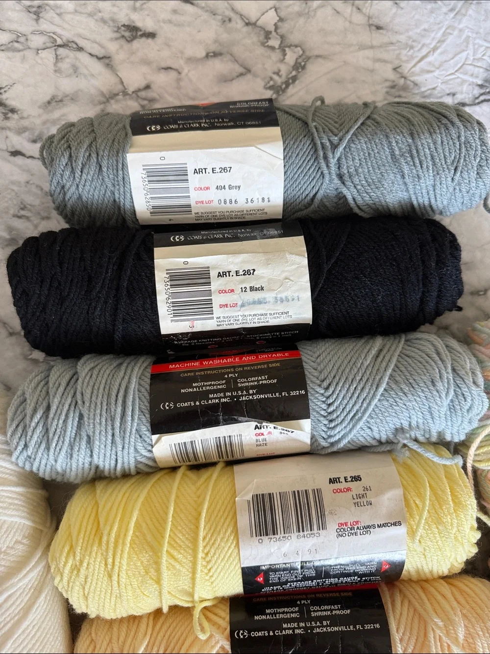 Red Heart Yarn Bundle-Yellows, Whites, Grays, Black, Multicolor. 10 Skein Bundle